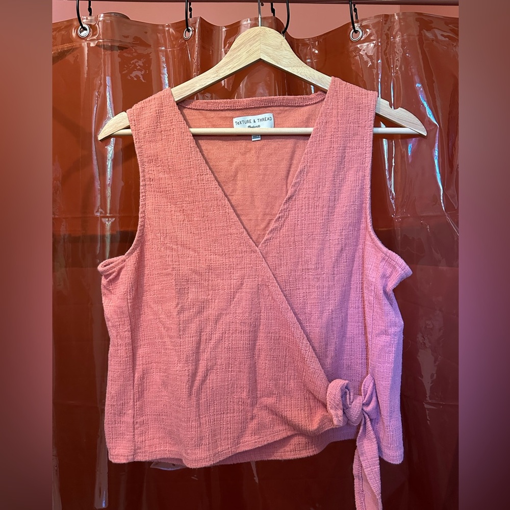 Madewell Texture and Thread Wrap Top Tie Tank - L